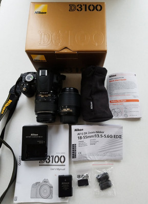 Nikon D3100 Camera Kit 18-55mm Camera+Charger+Battery+2 Lenses+Carrying Case
