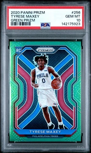 2020-21 Panini Prizm Tyrese Maxey Green Rookie RC #256 PSA 10 Gem Mint