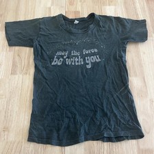 Vintage 1970  s Star Wars May The Force Be With You 100 Cotton T-shirt Youth L
