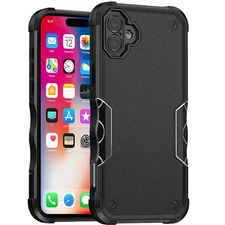 For iPhone 16 6.1inch Case Rugged Grip Design Shockproof Cover + Tempered Glass