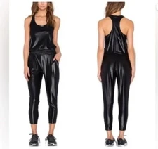 Koral Revolve Black Shine Paradigm One Piece Jumpsuit Racerback Sz Small EUC