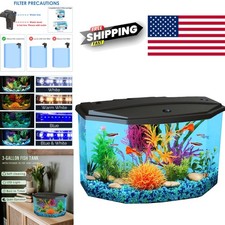 Compact 3 Gallon Aquarium with Complete Filtration and Colorful LED Lights