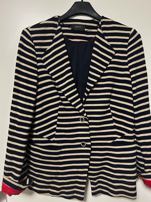 Esprit Damen Blazer gestreift dunkelblau/beige Gr. 42