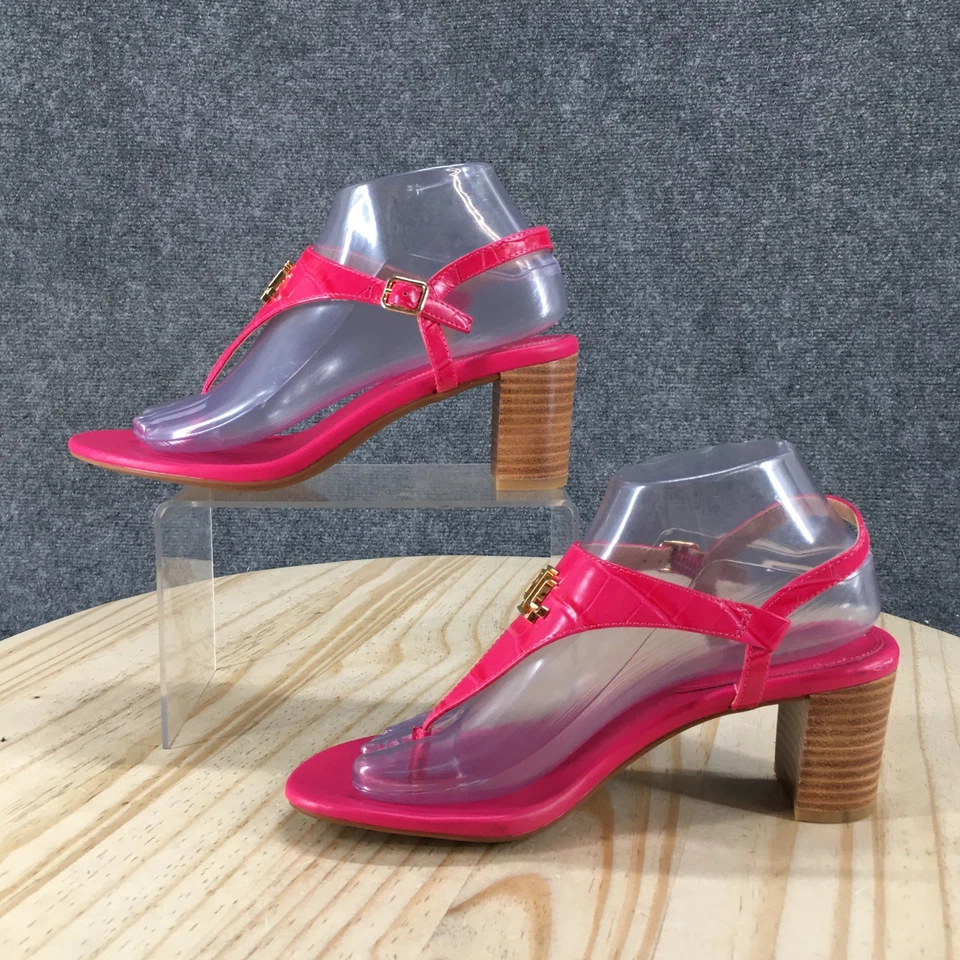 NUEVAS Sandalias Lauren Ralph Lauren Para Mujer 8 Westcott Tanga Cordones Cuero Rosa Foto 2 de 4