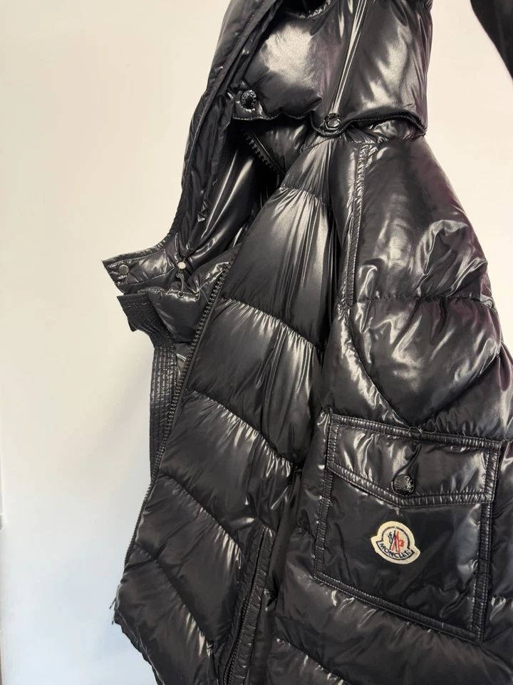 Moncler Maya Black Hooded Puffer Jacket Full Zip Down Insulated Size XL, photo 3 of 5