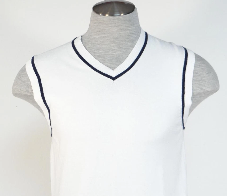 Izod PerformX 高尔夫亮白色针织毛衣背心男式全新带标签 — 第 2/4 张图片