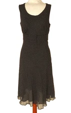 Ann Taylor Sz 8P Silk Flare Sleeveless Polka Dot Swing Dress Lined Y2K Vintage