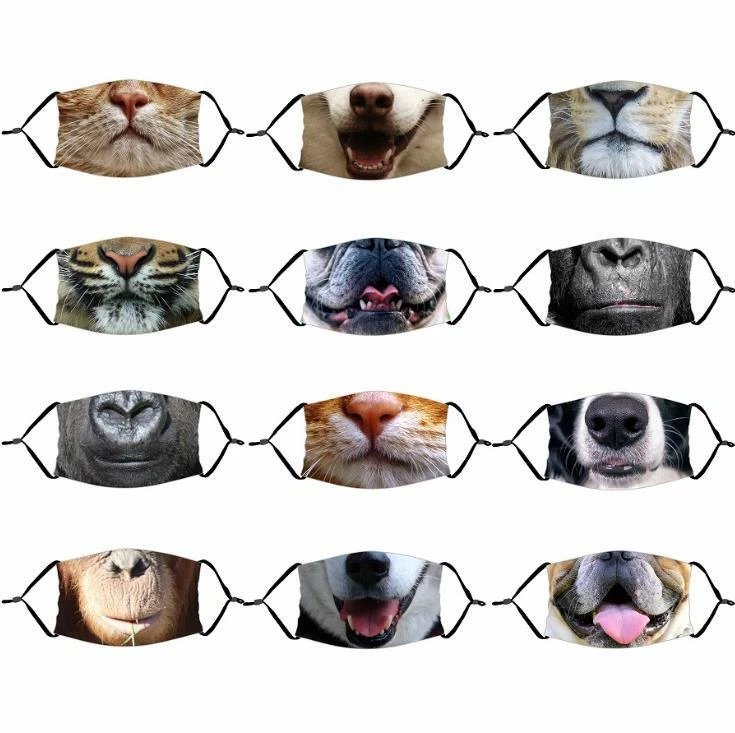 Funny 3D Animal Adjustable Cotton Face Mask Cover Washable Reusable with Filter - Image 2 of 4