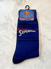 NEW SUPERMAN BLUE, RED WHITE Novelty Crew Socks SZ 6-12 FRB4