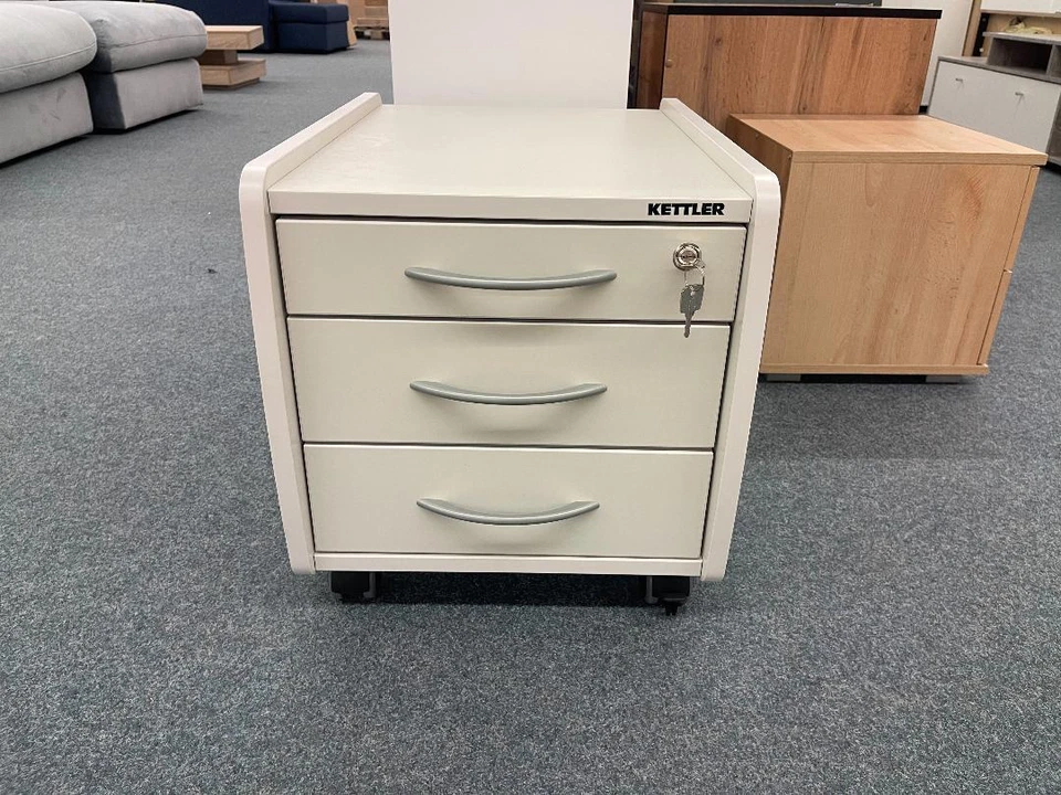 Kettler Rollcontainer Trio Box Rollschrank Weiß/Silber