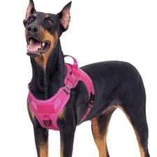 rabbitgoo Military Dog Harness for Large Dog Adjustable Reflective Vest Rose Red