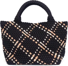 Women Tote Bag Large Neoprene Fashion Woven Gold 