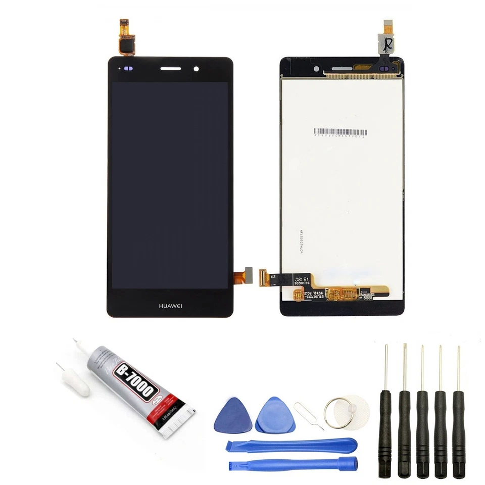 VITRE TACTILE + ECRAN LCD POUR HUAWEI P8 LITE 5" NOIR + OUTILS + COLLE - Photo 1/1