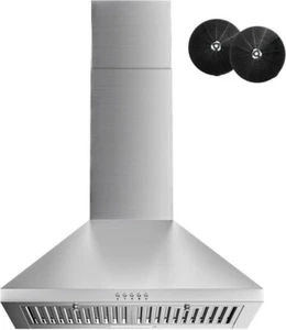 FIREGAS 24” Range Hood, 600 CFM, Ducted/Ductless, LED, 3-Speed Stainless Steel