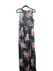 NWT ZZER Maxi Dress Racerback Pockets Gray/Pink Floral Size XXL Super Comfy