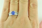 18k Solid White Gold Natural Diamond & AAA Cushion Cut Tanzanite Ring 2.60 ct — photo 2