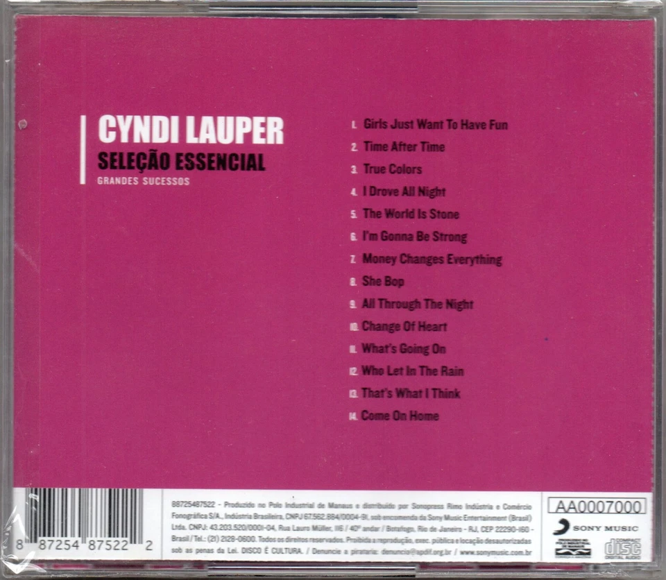 Cyndi Lauper CD Seleção Essencial Grandes Sucessos Brand New Made In Brazil — 第 2/2 张图片