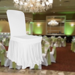Details About White Skirt Style Ruffled Pleated Slipcover Chair Cover Anniversary Party Decor