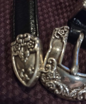 Vintage Woolrich Braided Black Quality Leather Belt Silver  display picture 1
