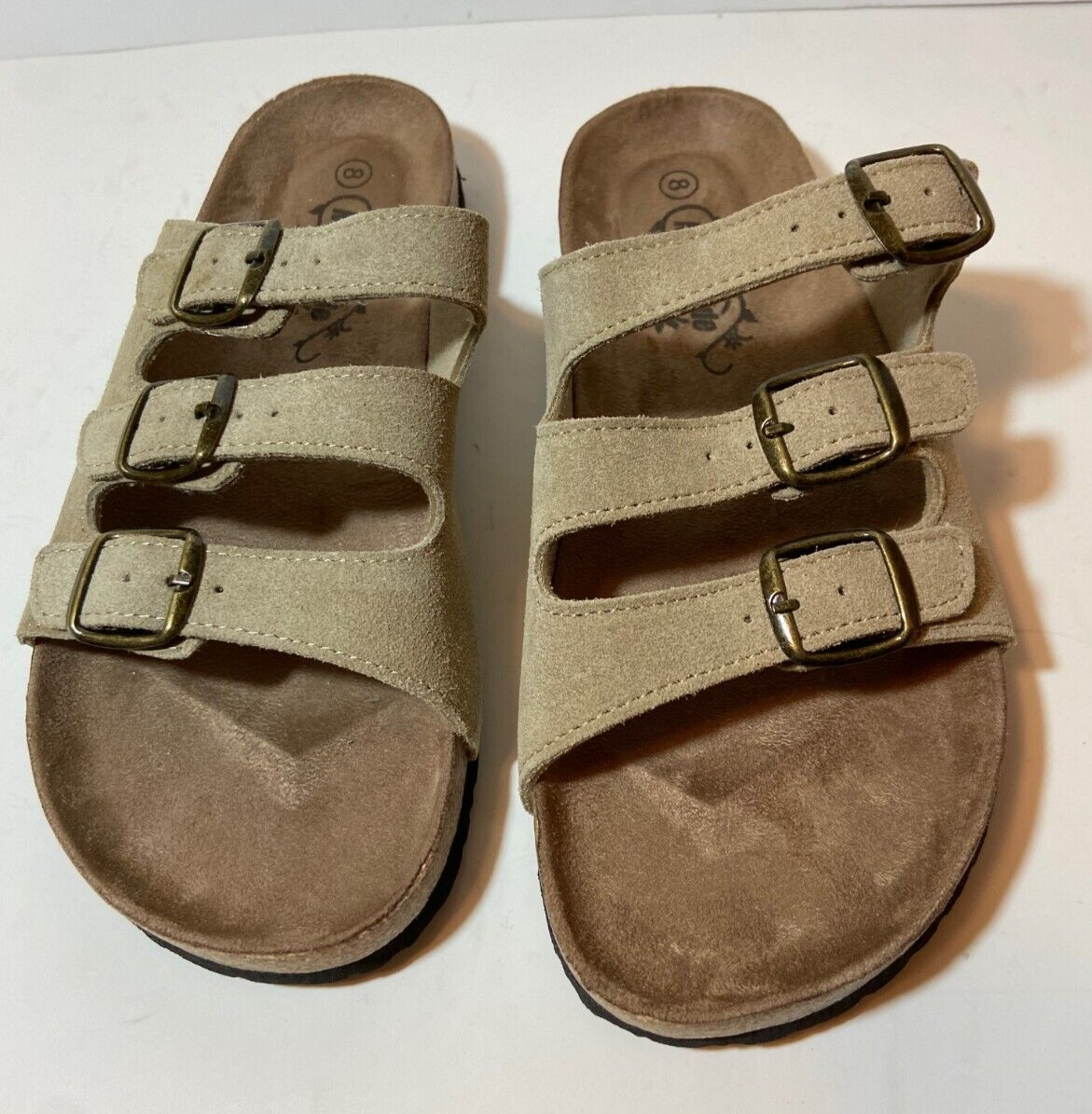 APL Scarpa sandalo donna Northside 3 cinturini beige marrone scamosciato plantare "Prisha" taglia 8