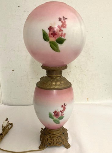 Antique 19th C. Gone With the Wind Lamp Oil Converted to Electric - Picture 4 of 11