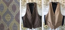 VTG 50s 60s VEST KING REVERSIBLE BUTTON WOOL COTTON TAN OLIVE MOD PRINT MEN'S 38