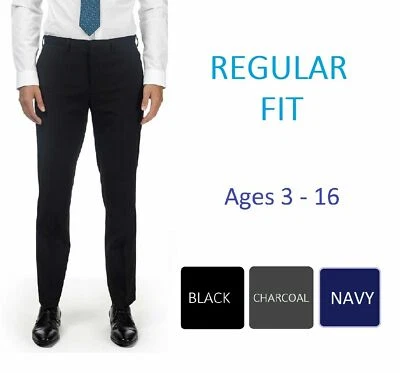 Boys Regular Fit School Trousers Charcoal Grey Age 3-16 - Listers