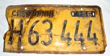 VINTAGE RUSTY GOLD and BLACK CALIFORNIA LICENSE PLATE 1956 cut outs for tags