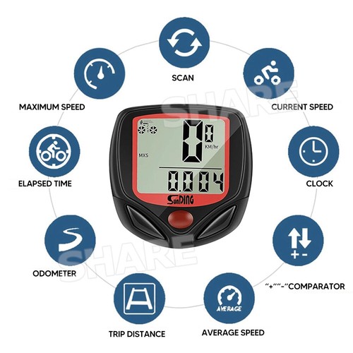UA Wireless Bicycle Cycle Bike Computer Speedometer Odometer Meter Waterproof OZ - Picture 7 of 11