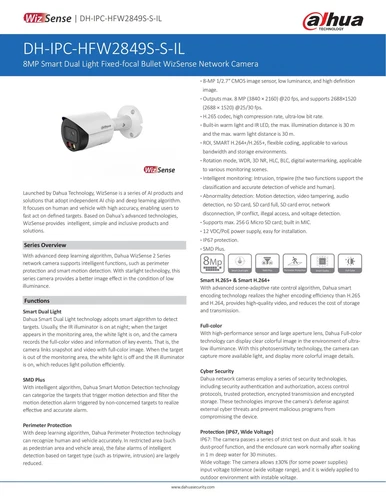 Dahua AI 8MP Full-Color Built-in Mic PoE IPC-HFW2849S-S-IL IP Bullet Camera US - Picture 18 of 20