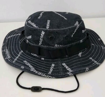 帽子 Supreme Denim Logo Boonie Hat BLACK 17ss SS17 Supreme Denim Logo Boonie Bucket hat M/L Crusher Black
