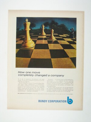 Vintage 1960s Bundy Corporation Chess Board Print Ad Trees Outdoors