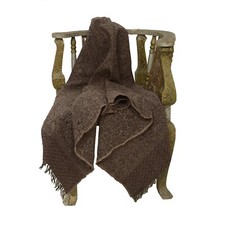 Sanskriti Vintage Long Brown Shawl Woven Pure Woollen Scarf Throw Stole