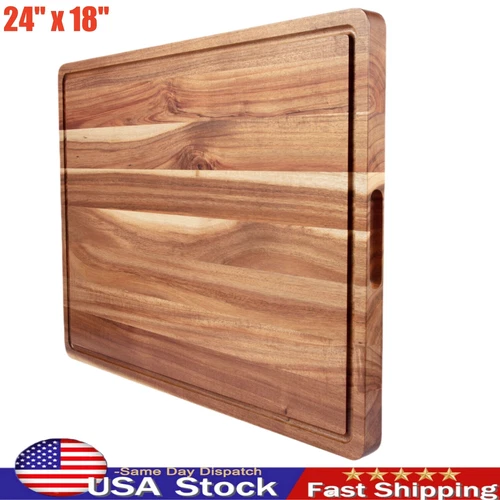 Extra Large Acacia Wood Cutting Board for Kitchen with Juice Slot 24" x 18"