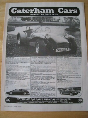CATERHAM CARS SUPER 7 1981 PLAKAT WERBUNG FERTIG RAHMENGRÖSSE CA. A4 N