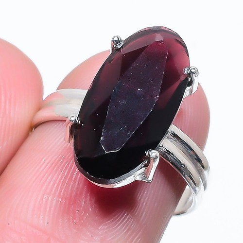 Bague Signet En Argent Sterling 925 Avec Améthyste Triangle - Faite Main En Inde - Taille Personnalisable