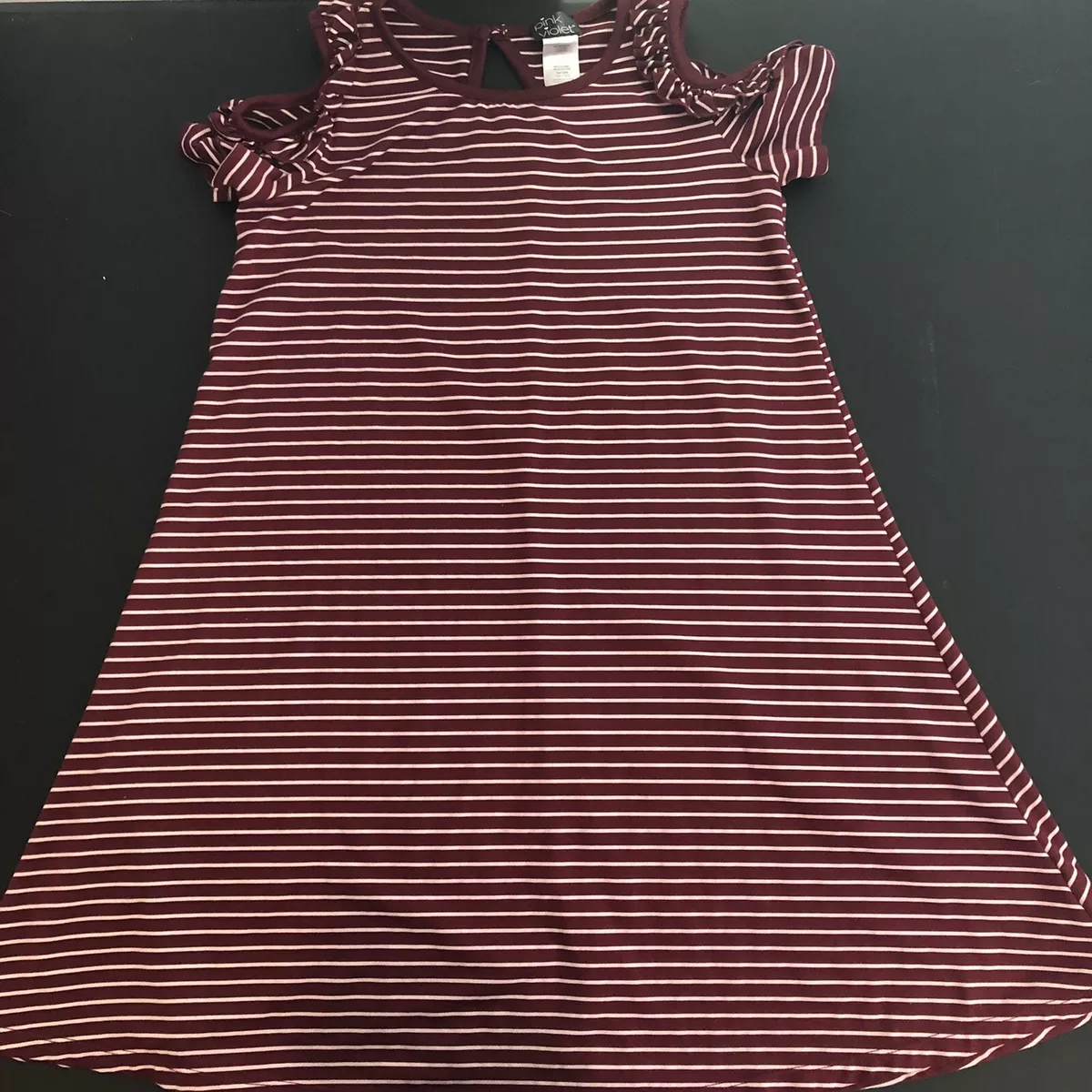 Striped cold cheap shoulder dress