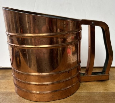Vintage FOLEY Copper Sift Chine Triple Screen Flour Sugar Sifter Kitchen Tool 58
