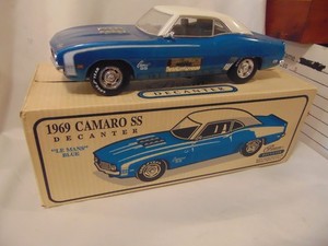Jim Beam LeMans Blue 1969 Camaro SS Decanter w/box-EMPTY