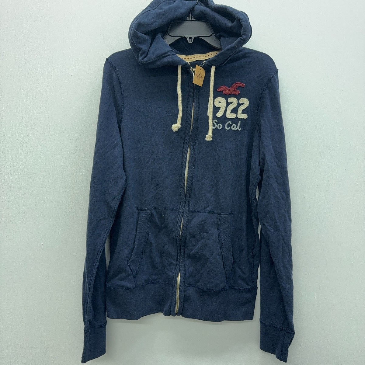 HOLLISTER HCO 1922 XSサイズ　パーカー ネイビー Hollister Mens Full Zip Hoodie Navy Blue Logo 1922 So Cal Y2K Size