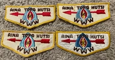 4 Boy Scout OA Aina Topa Hutsi Lodge 60 Flap Patches~ (3) F-2(?), (1) S(?) Patch