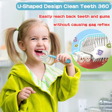 U-Shaped Toothbrush Kids 2 PCS - Toddler Toothbrush with Food Grade Soft Sili...