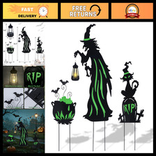 Halloween Outdoor Decorations - 3 Pack Metal Witch Yard Stakes for Spooky Decor