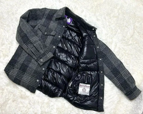 THE NORTH FACE PURPLE LABEL×Harris Tweed Check Shirt Down Jacket Size M Men's