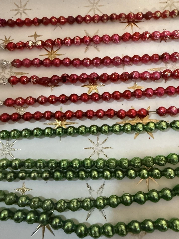 ✨11X DE COLECCIÓN NAVIDAD MERCURIO CUENTAS DE VIDRIO PÚAS FLORALES CON TALLOS 12”✨ Foto 4 de 4