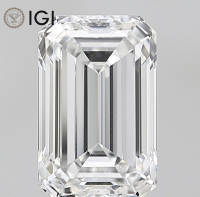 IGI Certified Lab Grown CVD Diamond Emerald Cut 0.91 Ct D Color VVS2 Clarity