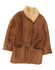 VINTAGE Womens Shearling Coat UK 18 XL Brown DC01