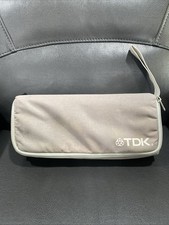 TDK Case Logic 15 Cassette Tape Holder Carrying Case Vtg Gray Zipper Storage