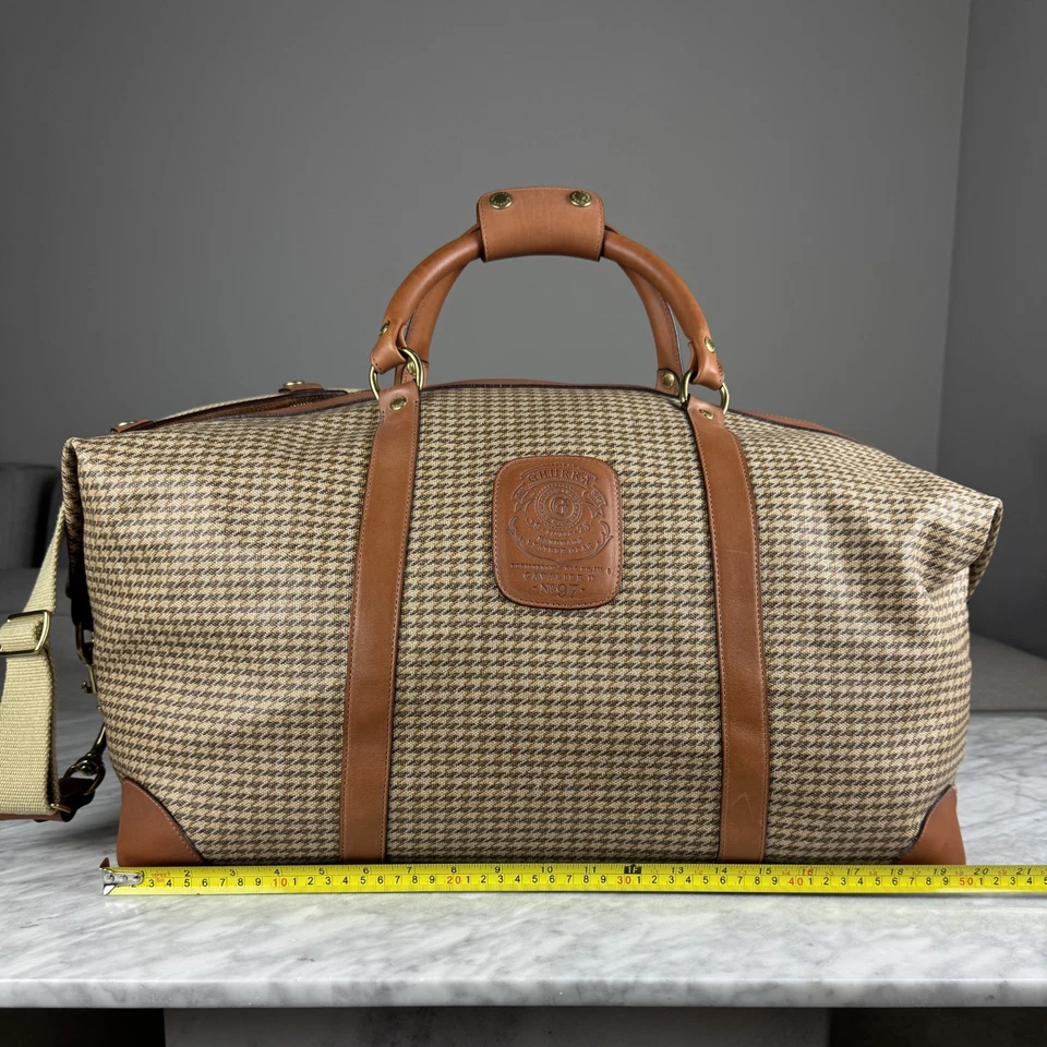 Bolsa de viagem vintage Ghurka nº 97 CAVALIER II sarja/couro fim de semana Euc - Imagem 4 de 4