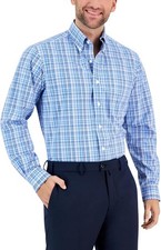 Club Room Men's Regular Fit Cotton Peter Plaid Dress Shirt Neck 15.5 S 32 33